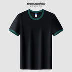 [long-staple cotton color-blocked short sleeves] mshj-25662 black and green / S