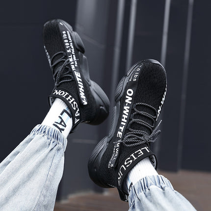 Autumn and Winter high-top flying woven women's shoes casual sneaker breathable socks shoes couple fashion shoes student shoes large size shoes