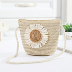 Rope braided large white flower bag rice