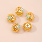 20. small blue hollow lotus lantern beads with blessing character 9mm