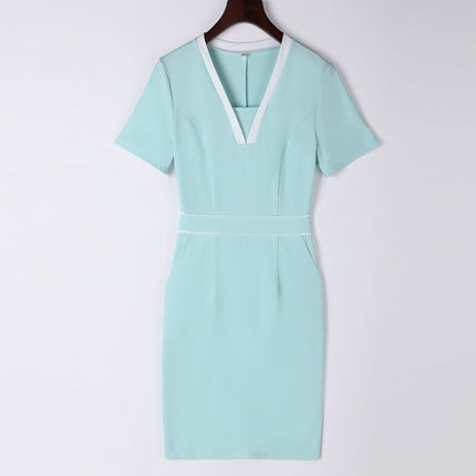 2023 Summer short sleeve professional women's clothing dress fashion temperament beauty salon jewelry shop front desk work clothes wholesale
