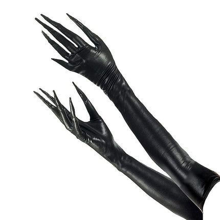 Patent leather long finger gloves high elastic European and American queen street dance nightclub taste temptation mirror pole dance factory wholesale