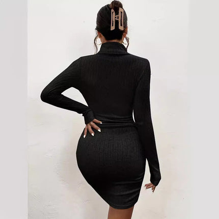 European and American Cross-Border Women's Clothing 2025 Autumn and Winter New Solid Color Casual Slim-Fit Home Dress Factory Direct Sales