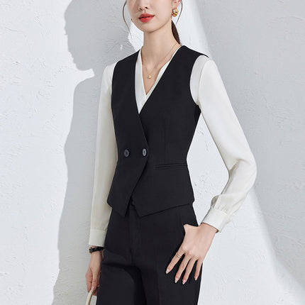 New Elegant Vest Pants Shirt suit Slim-fit Formalwear Fashion Commuting Light Luxury Professional Executive Front Desk Tooling