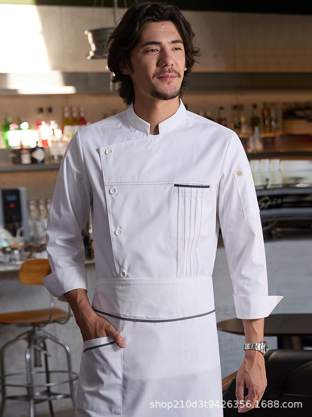 Zhenyao Chef Work Clothes Long-Sleeved and Short-Sleeved Men's Autumn Baking Restaurant Hotel Chef's Uniform Moisture-Wicking and Sweat-Wicking