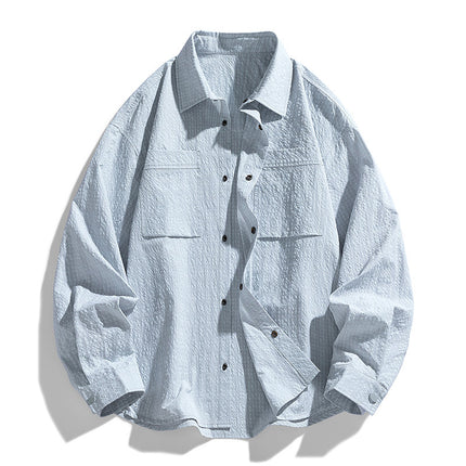 Youth Tooling Shirt Men's Spring and Autumn Fashionable Brand Loose Lapel Shirt Fashionable Casual Long Sleeve Jacket Coat Men