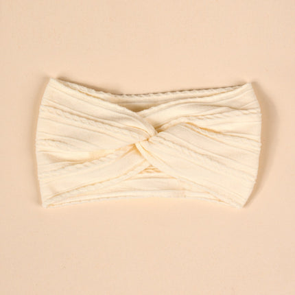 Cross-Border Kidsren's Hair Accessories European and American Popular Baby Cross Headband Jacquard Twist Bow Baby Pure Color Hairband