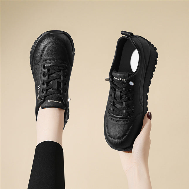 sneaker Casual Shoes Women's 2025 New Spring Middle-aged Mother Shoes Leather Soft Sole Women's Slip-on Shoes