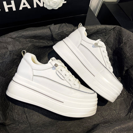 Small Size Women's Shoes 2026 Spring and Summer New Thick-Soled Height-Increasing White Sneakers for Petite Women, Lace-Free White Sneakers, Women's Flats