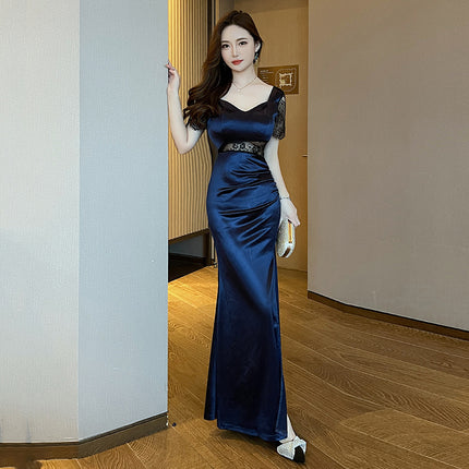 New Night Foot Bath Technician Work Clothes Slim Sauna Bath Long Evening Dress Health KTV Princess Long Dress