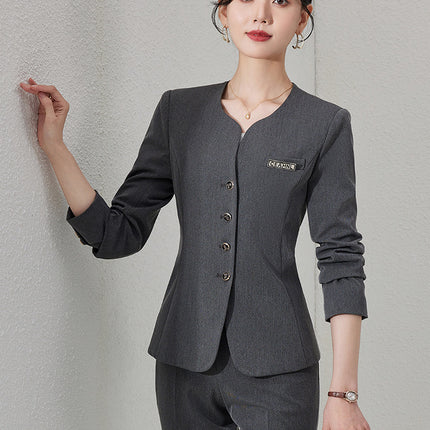 High-end professional suit suit female autumn high-end temperament jewelry hotel manager front desk reception beauty salon overalls