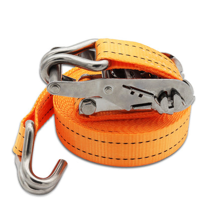 Stainless steel thickened binding belt 38mm double hook cargo packaging tensioner rope flat belt brake universal reinforcement bandage