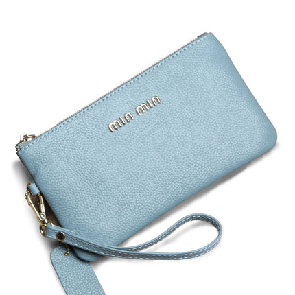 Ultra-thin Top Layer Cowhide Clutch Bag Women's All-match Fashion Big Brand Zipper Mobile Phone Bag Genuine Leather Long Wallet New