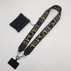 Black d shoulder strap silver hook + coin purse + spacer