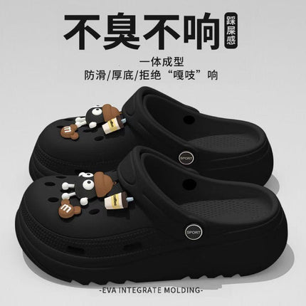 No Stinky No Sound Thick Bottom Coal Ball Cartoon Height Increasing Outer Wearing Hole Shoes Women's Beach Summer New Style Baotou