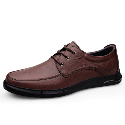2024 spring new men's casual leather shoes first layer cowhide British lace-up business leather shoes soft leather office leather shoes