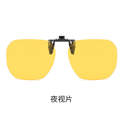 Frameless Polarized Sunglasses Clip Male Flip-up Anti-UV Sunglasses Clip Female Driving Night Vision Myopia Clip