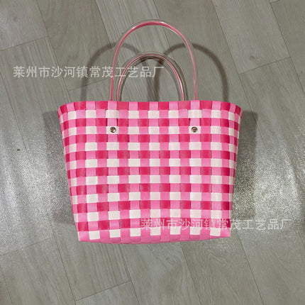 Fashionable and Simple Woven Basket, Vegetable Basket, Straw Bag, New Ins Style, Pastoral Shopping Basket, Hand-Held for Market Stalls, Ins Style