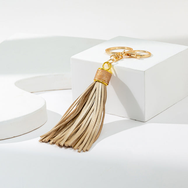 Wax line alloy gift leather tassel car key chain women's bag pendant key chain jewelry Amazon diy