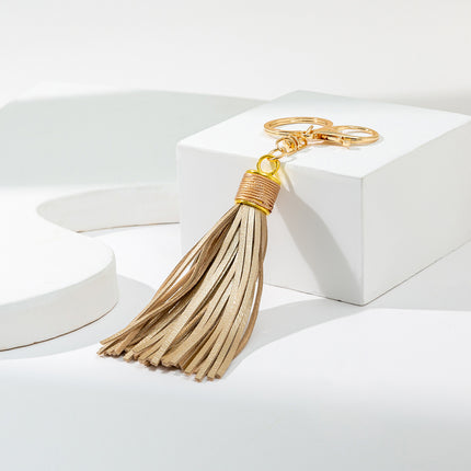 Wax line alloy gift leather tassel car key chain women's bag pendant key chain jewelry Amazon diy