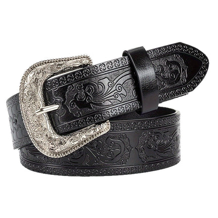 Cross-Border Exclusive Supply of Tangcao Embossed and Carved Vintage Alloy Men's Pu Leather