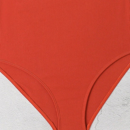 New foreign trade cross-border color matching one-piece swimsuit women's sexy high belt chest pad European and American triangle bikini Amazon
