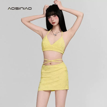 New Style of Beautiful Swimsuit for Women, Split Pure Desire, Beach Vacation, Hot Girl Blouse, Sun Protection, High-End Hot Spring Swimsuit