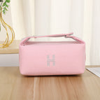 Pink-h canvas cosmetic bag