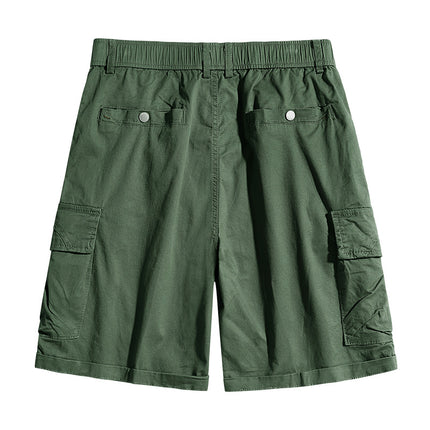 Loose Tooling Pants Men's Summer Japanese Tooling Washed Cotton Casual Shorts Men's Trendy Brand Stretch Pants