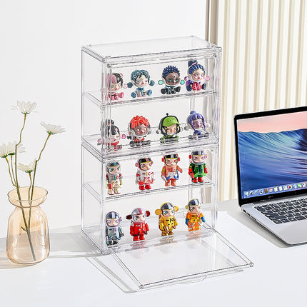 Bubble Mart Figure Storage Box Blind Box Doll High-Transparency Acrylic Display Box Doll Storage Cabinet Layered Gray