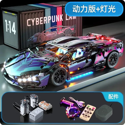 Compatible with Lego Cyberpunk Concept V12 Lambo Starry Gini sports car Children's Toy Remote Control Car
