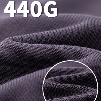 Men's 2025 Spring and Autumn High Quality Loose Solid Color Heavy Weight Terry 440g Drop Shoulder Basic Round Neck Sweatshirt for Men