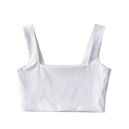 Cross-border Sports Wide Shoulder Camisole Women's Outfit Niche Design Sexy Sweet Hot High Waist Short Top for Summer