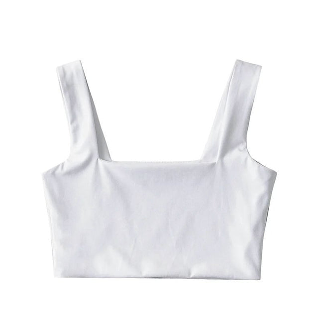 Cross-border Sports Wide Shoulder Camisole Women's Outfit Niche Design Sexy Sweet Hot High Waist Short Top for Summer