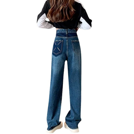 Wide Leg Jeans Women's Summer 2024 New Explosions Design Sense Niche High Waist Straight Loose Mop Pants