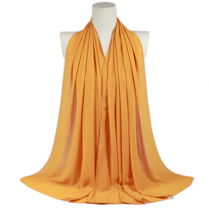 Solid Color Single Color Pearl Chiffon Scarf Malaysia Hot Selling Long Scarf Scarf Shawl Export Malaysia
