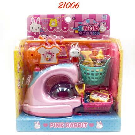 Yiyan pink rabbit kitchen refrigerator mini dressing table cake party simulation medical tools girl play house toy batch