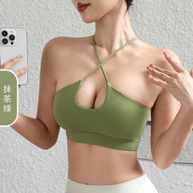 2025 Spring and Summer European and American Sexy Cross Sports Underwear Breathable Naked Yoga Bra Running Yoga Fitness Underwear