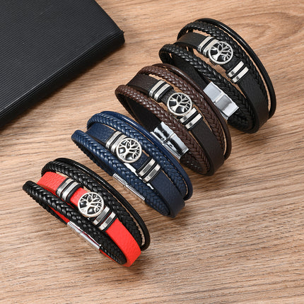 Cross-Border New Products European and American Retro Style Various Ready-Made Life Tree Fashion Versatile Multi-Layered Hand-Woven Men's Bracelets