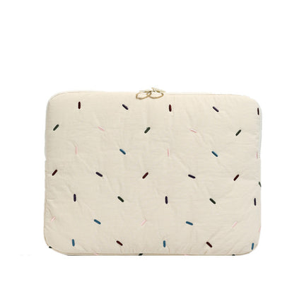K-Style of Rainbow Strip Embroider Soft Girl Candy Color Liner Bag 11inch iPad Tablet Bag 14inch Laptop Bag