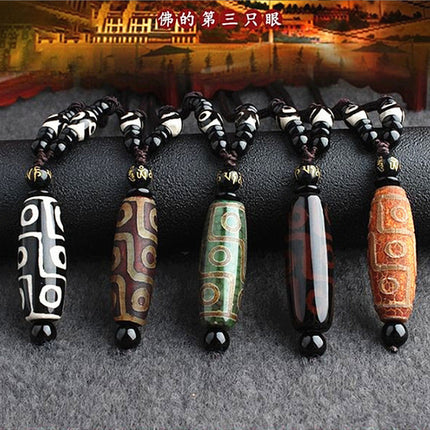 Natural Xizang Qibao Laojiu Eye Agate Tianzhu Wool Chain Chalcedony Necklace Pendant Live Supply Rope suit