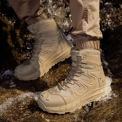 Outdoor Training Large Size Men's Hiking Boots Mid-Top Adventure Camping Desert Work Boots New Wear-Resistant and Comfortable
