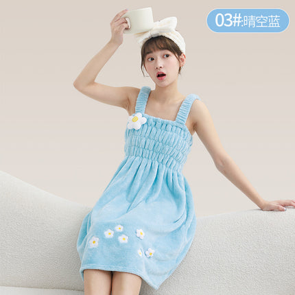 New Style Thickened Bath Towel Girls Can Wear Wrap Cotton Absorbent Quick-drying Household Nightgown Autumn and Winter Bathing Bathrobe Bath Skirt