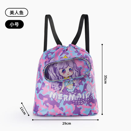 Children's Swimming Bag, Wet and Dry Separation Waterproof Storage Bag, Portable Backpack for Boys and Girls, Cute Cartoon Beach Backpack