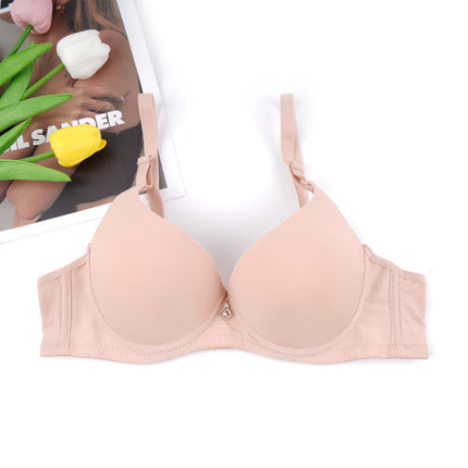 Factory spot solid color glossy seamless bra women's upper thin lower thick gather upper support seamless underwear Japanese style small bra