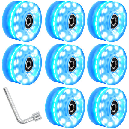 6 lights double row roller skates transparent flash wheel four-wheel roller skate universal PU light-emitting wheel indoor outdoor wheel