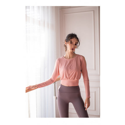 New Spring and Autumn Sports Yoga Clothes Fitness Running Ribbed Off-Shoulder Long Sleeve Loose Waist Women's t Sports Yoga Clothes
