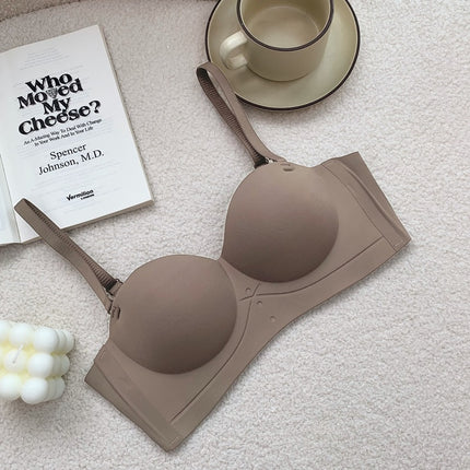 Summer sexy half cup seamless detachable strapless underwear women's push up small chest large wireless bra bra