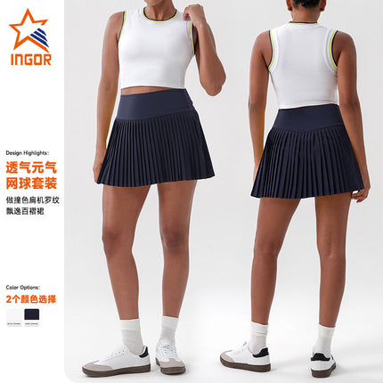 European-style Pleated Skirt Yoga High Waist Anti-glare Tennis Suit suit Breathable Badminton Golf Skirt for Women
