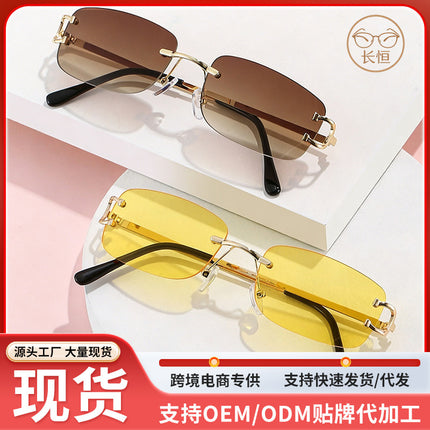 8120 Square Frameless Cut-edge Sunglasses Women's European and American Fashion INS Style Street Tide Sunglasses Personalized Small Glasses
